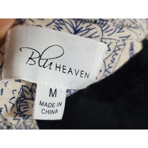 Blu Heaven Women's White Blue Paisley Rayon Long Sleeve Button Down Shirt Medium - Picture 7 of 11